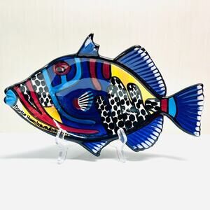 Vintage Art Studio Hawiann Folk Art Ben Diller Picasso Trigger Fish Dish Bowl
